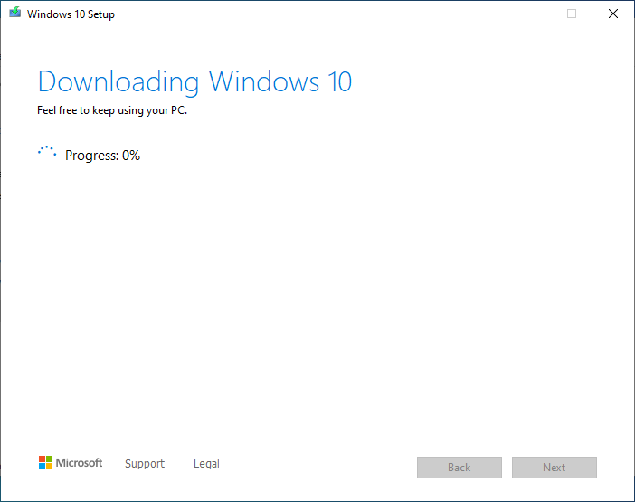 The Media Creation Tool is downloading Windows.