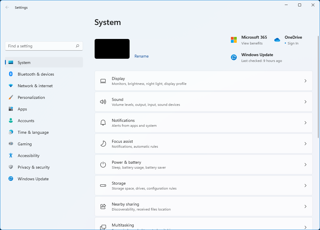 Windows 11's Settings app.