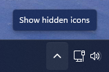 The "Show hidden icons" taskbar button.