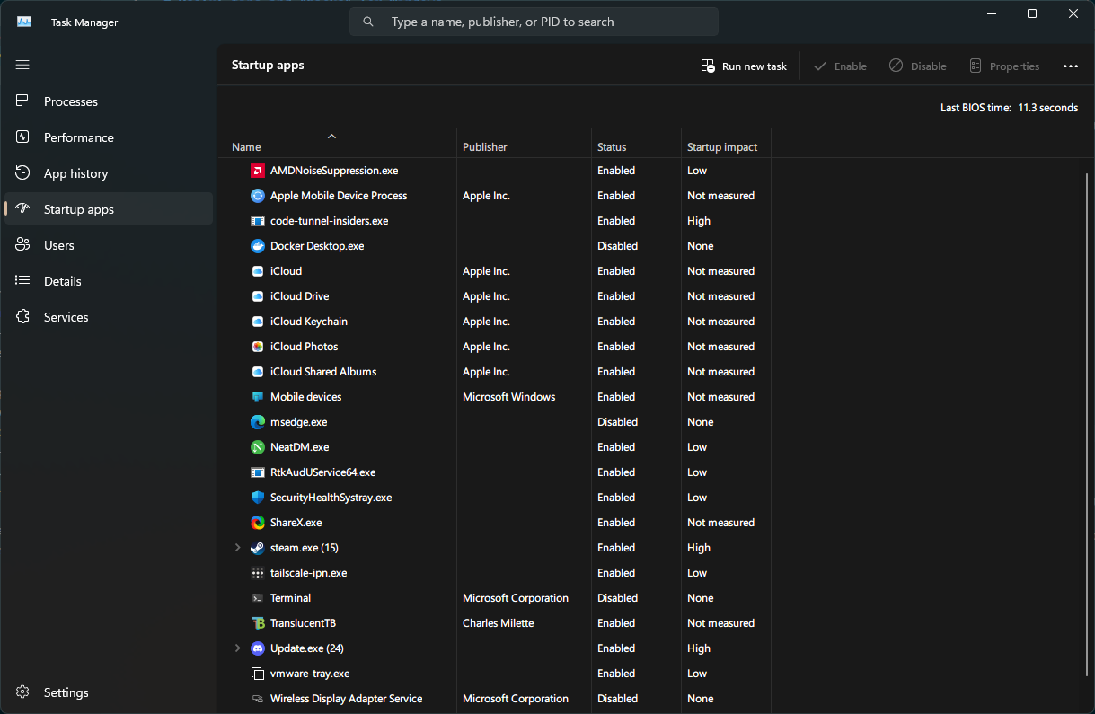 Startup Apps in Task Manager